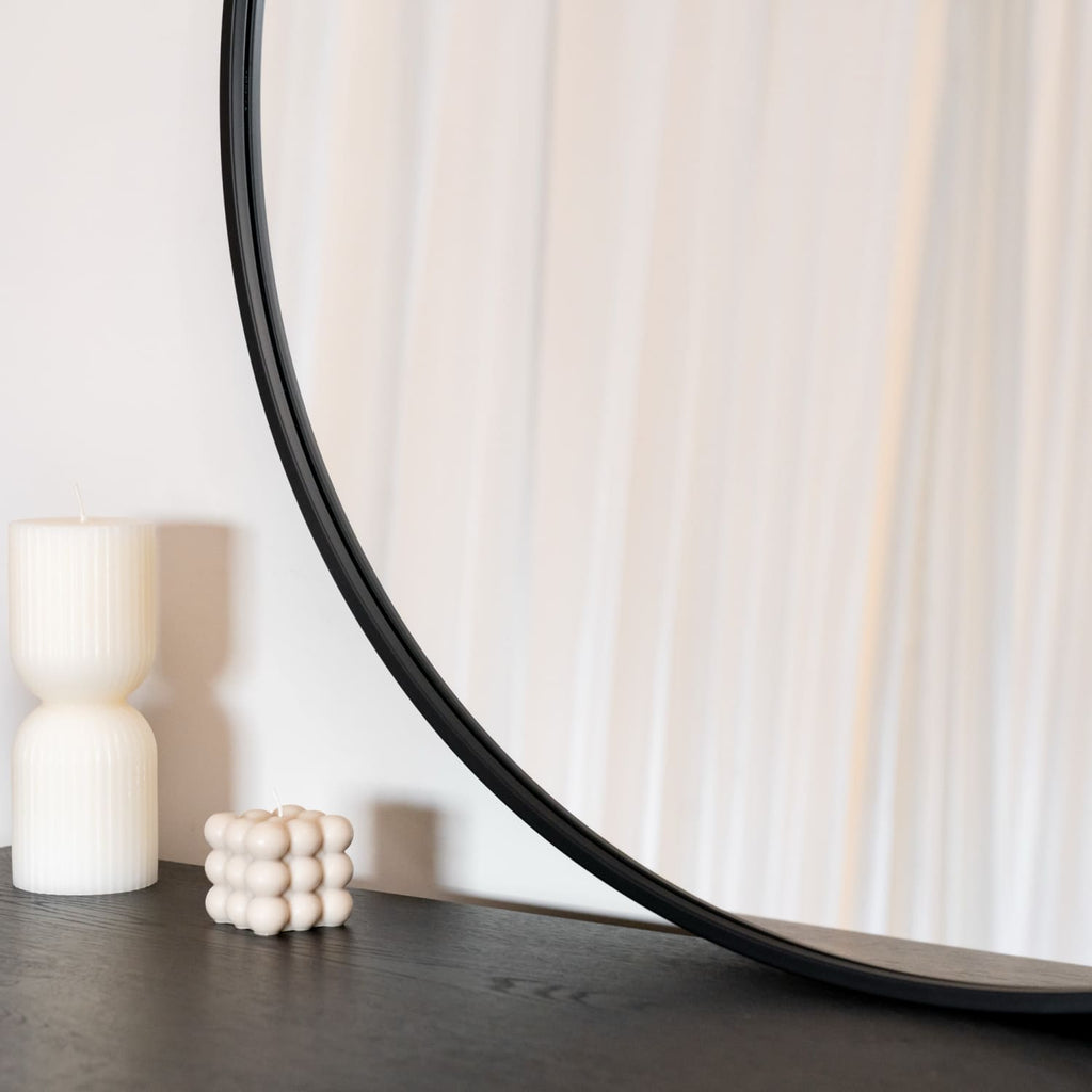 Rei - Large Round Black Metal Circle Mirror - 90cm x 90cm-2
