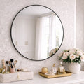 Rei - Round Black Metal Circle Mirror - 70cm x 70cm-0