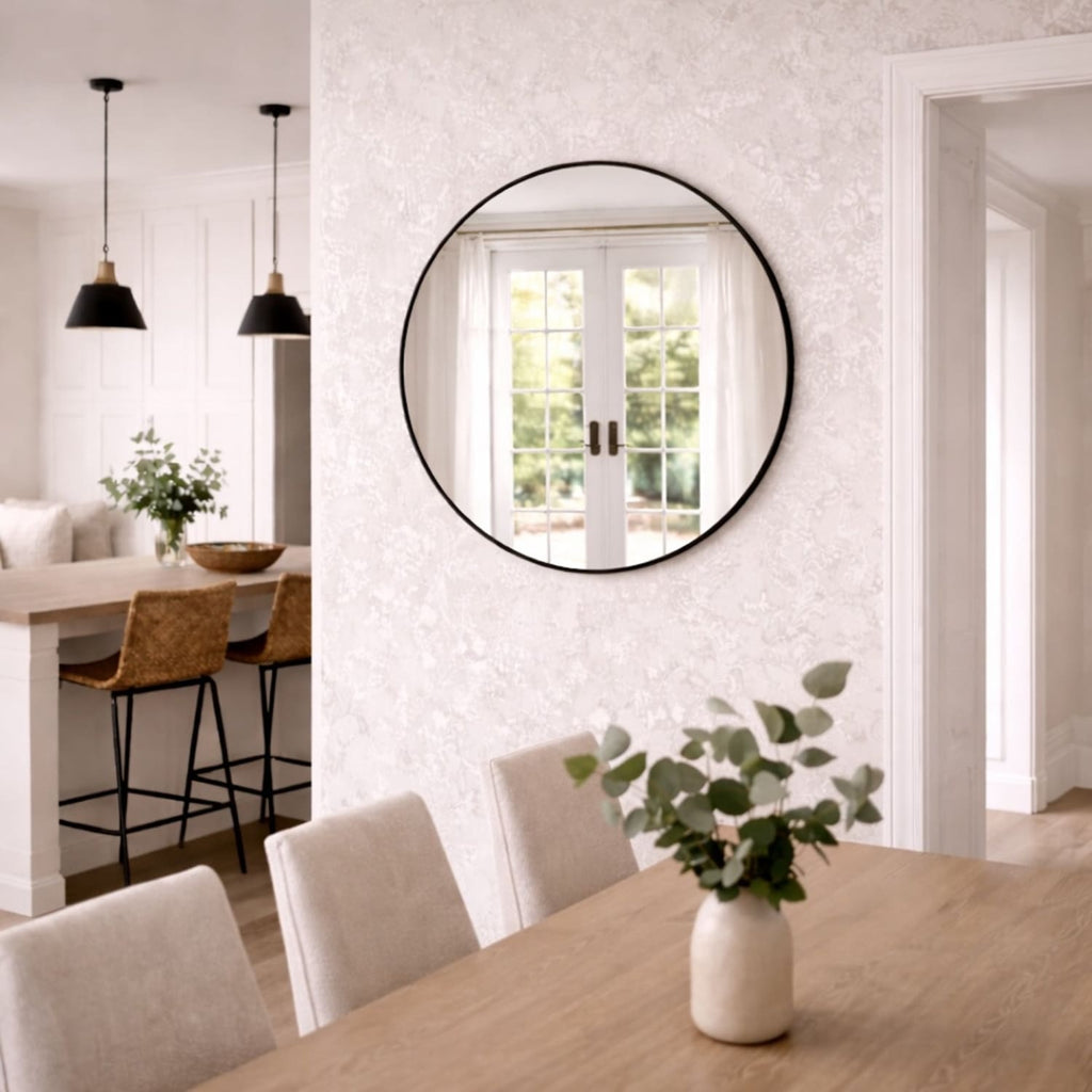 Rei - Round Black Metal Circle Mirror - 70cm x 70cm-1