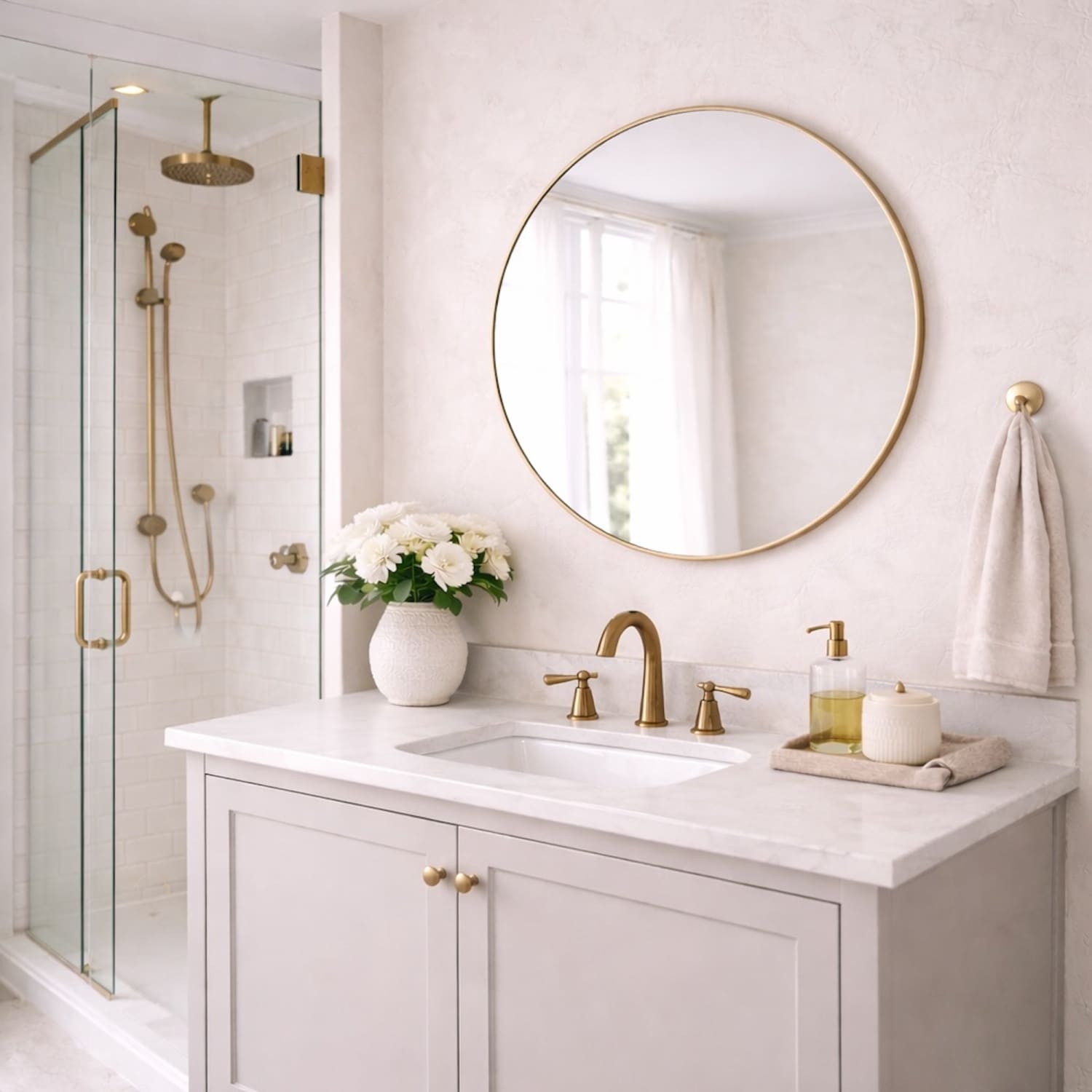 Rei - Round Gold Metal Circle Mirror - 70cm x 70cm-2