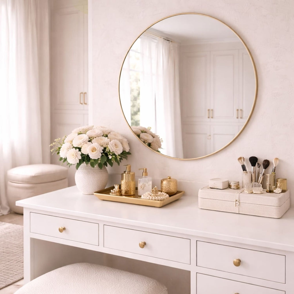 Rei - Round Gold Metal Circle Mirror - 70cm x 70cm-1