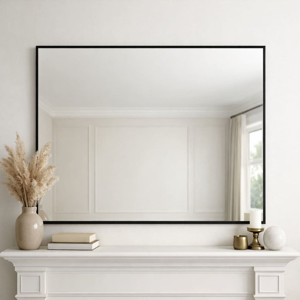 Takara - Black Metal Rectangle Mirror - 120cm x 95cm-1