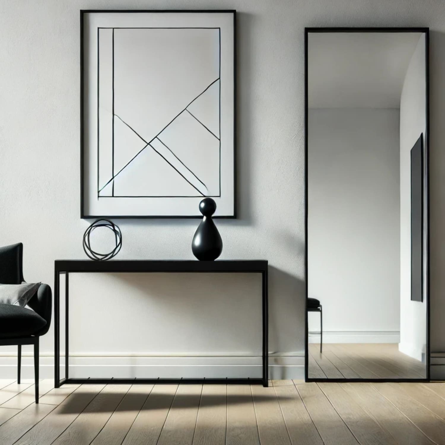 Takara - Full Length Black Metal Rectangle Mirror - 150cm x 60cm-0