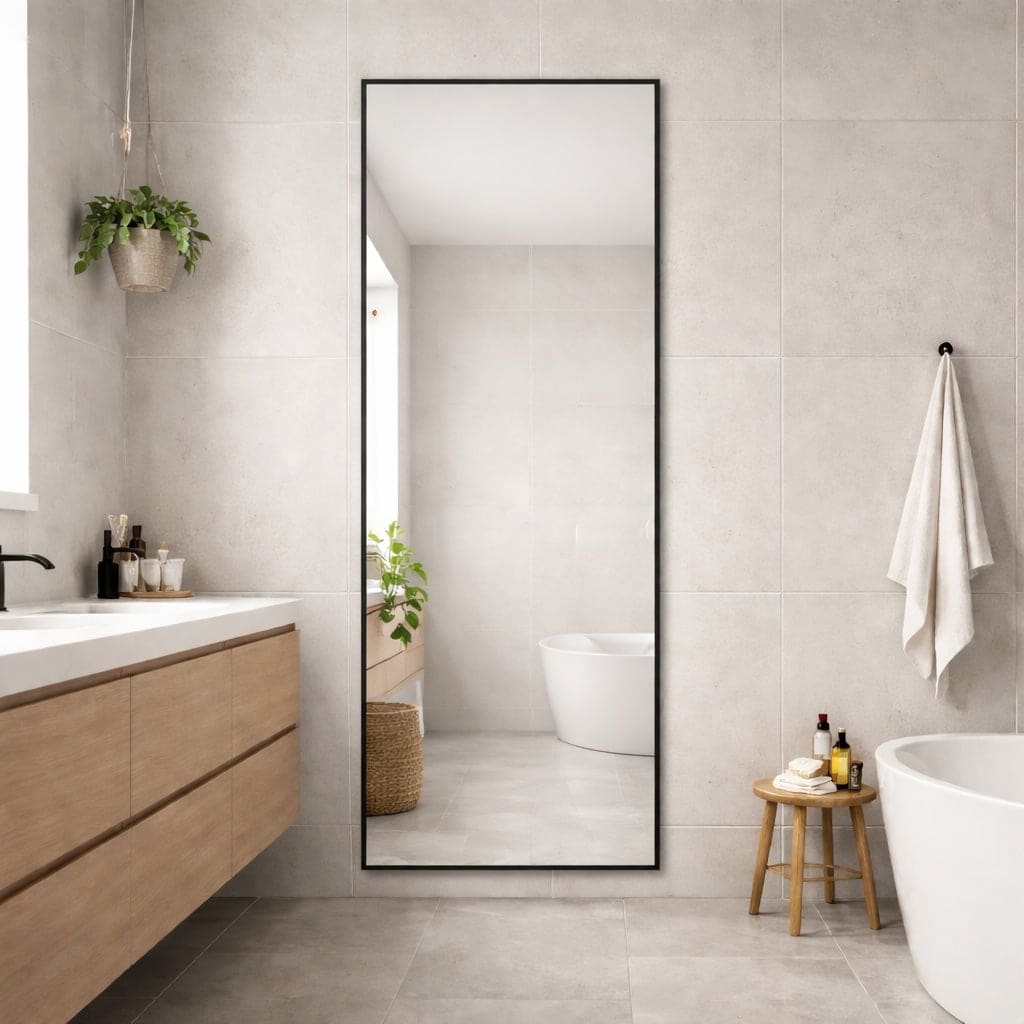 Takara - Full Length Black Metal Rectangle Mirror - 180cm x 60cm-2