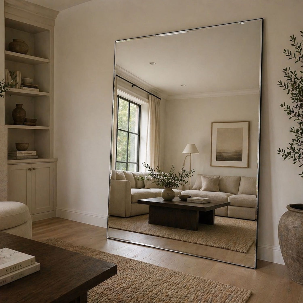 Takara - Full Length Frameless Metal Rectangle Mirror - 200cm x 120cm-4