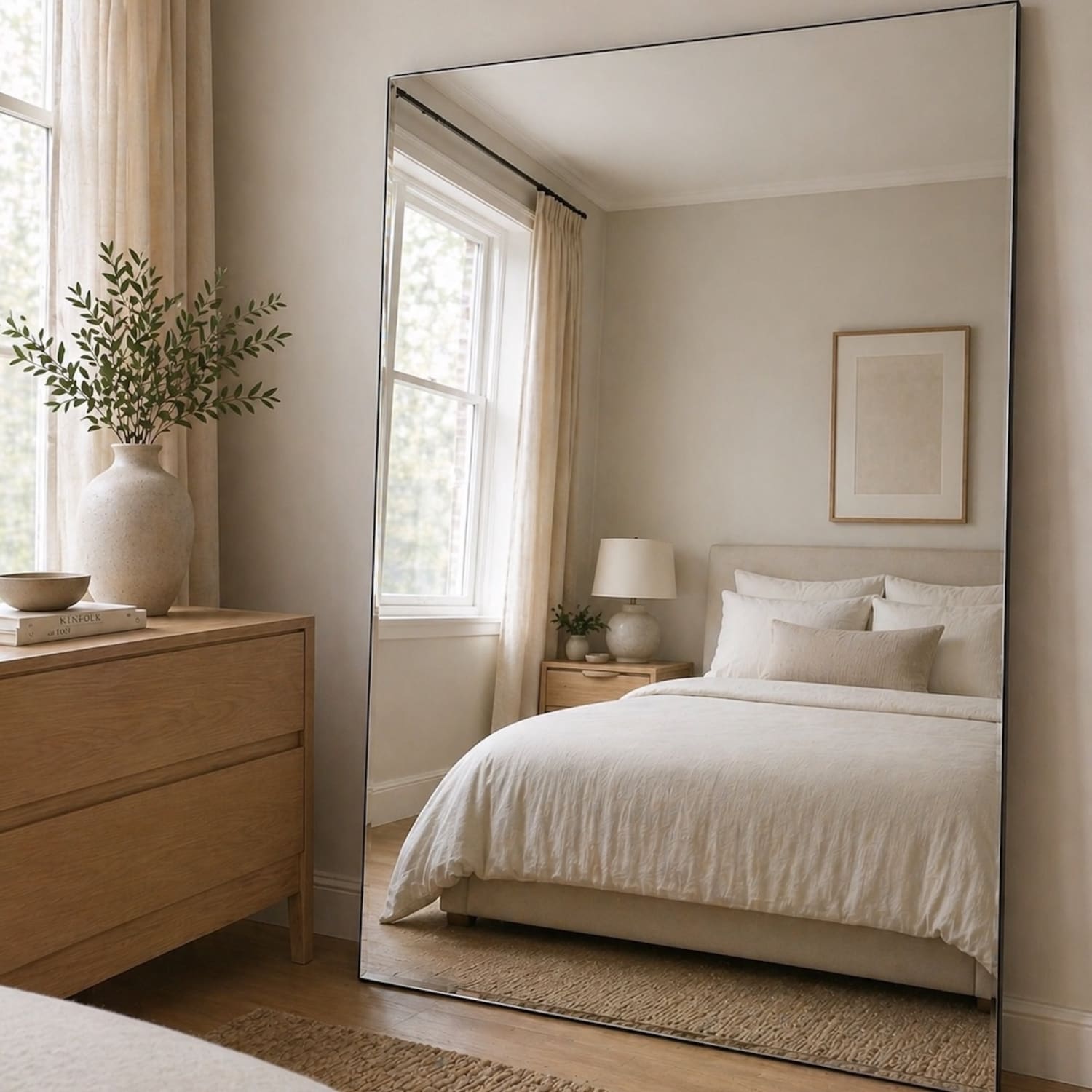 Takara - Full Length Frameless Metal Rectangle Mirror - 200cm x 120cm-0