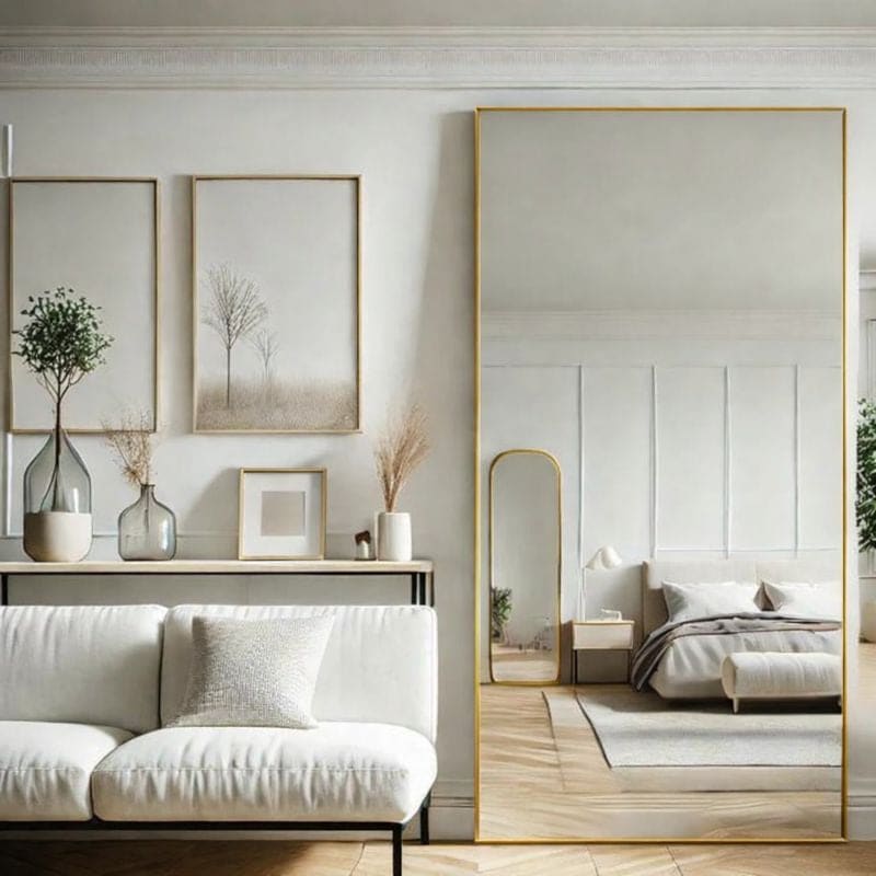 Takara - Full Length Gold Metal Rectangle Mirror - 180cm x 90cm-0