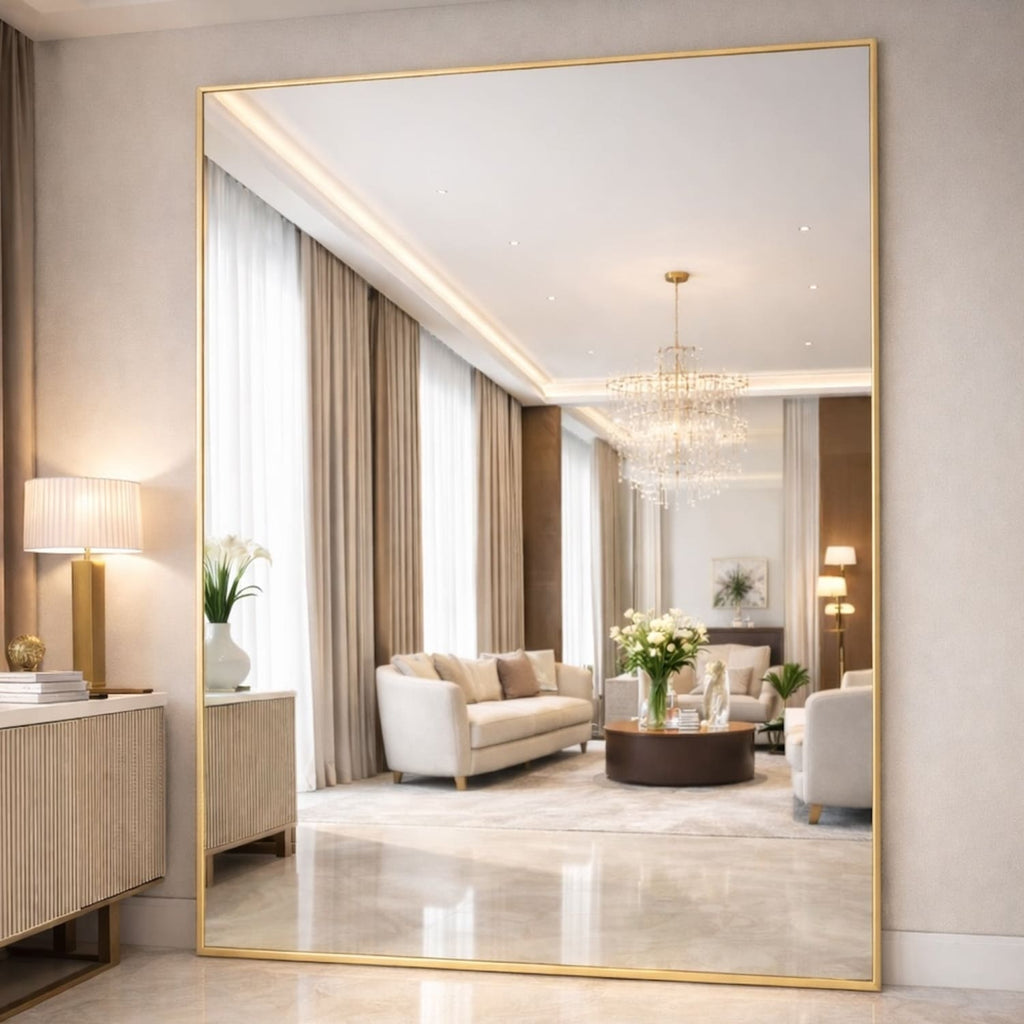 Takara - Full Length Gold Metal Rectangle Mirror - 200cm x 150cm-0