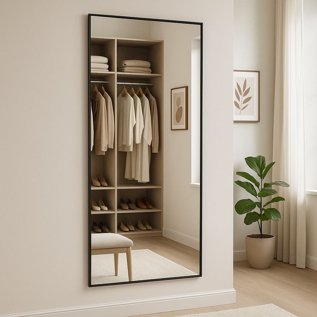 Takara - Full Length Black Metal Rectangle Mirror - 180cm x 90cm-2