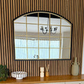 Tomi - Black & Gold Metal Arched Lattice Window Mirror - 95cm x 120cm-0