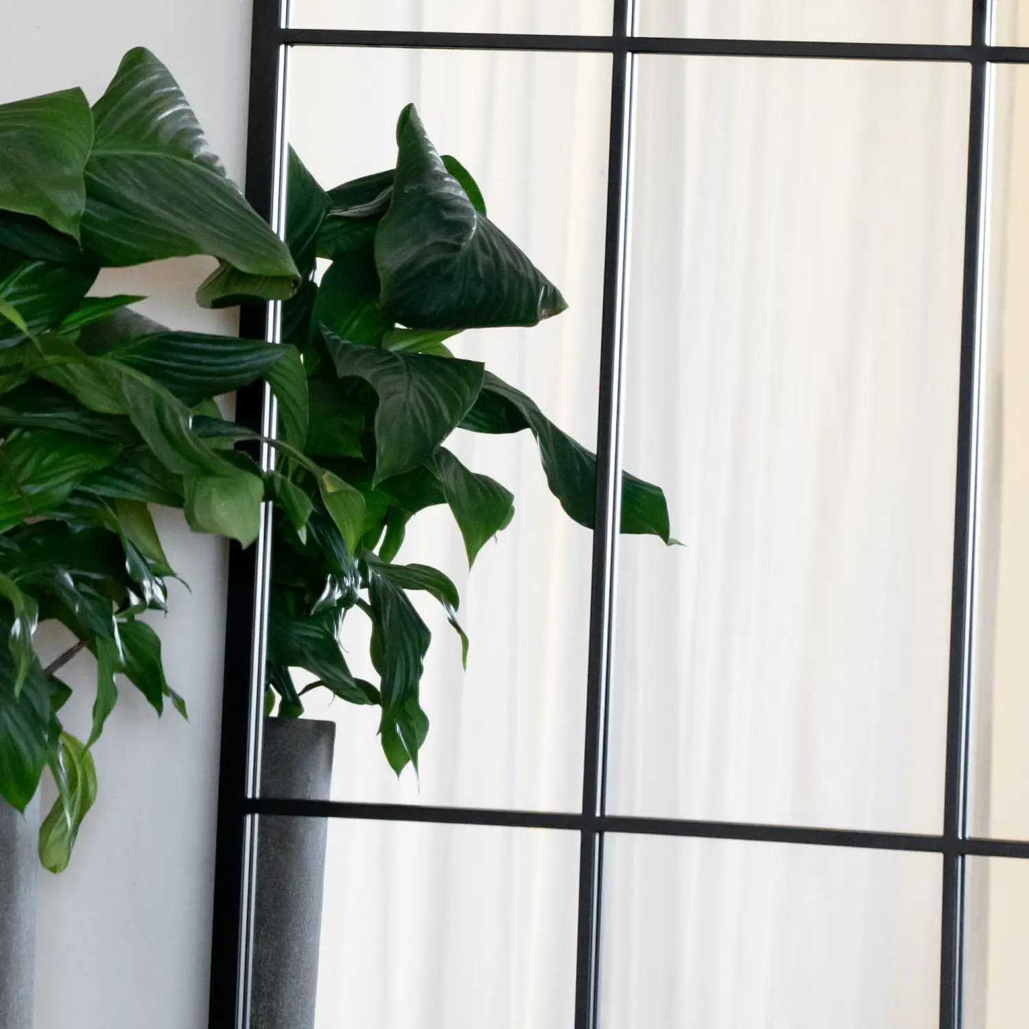 Tomi - Full Length Black Arched Window Mirror - 180cm x 105cm.-1
