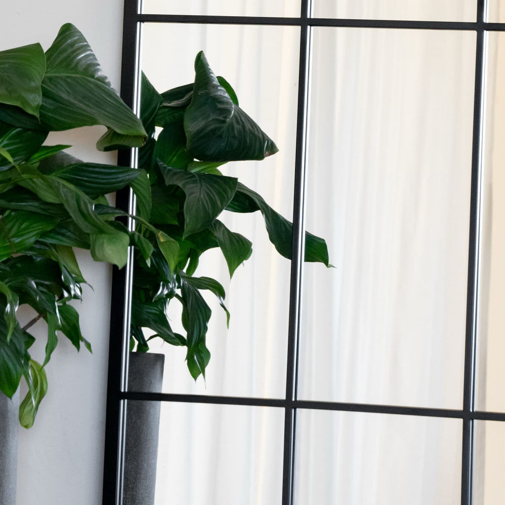 Tomi- Full Length Black Metal Arched Lattice Window Mirror - 200cm x 120cm-1