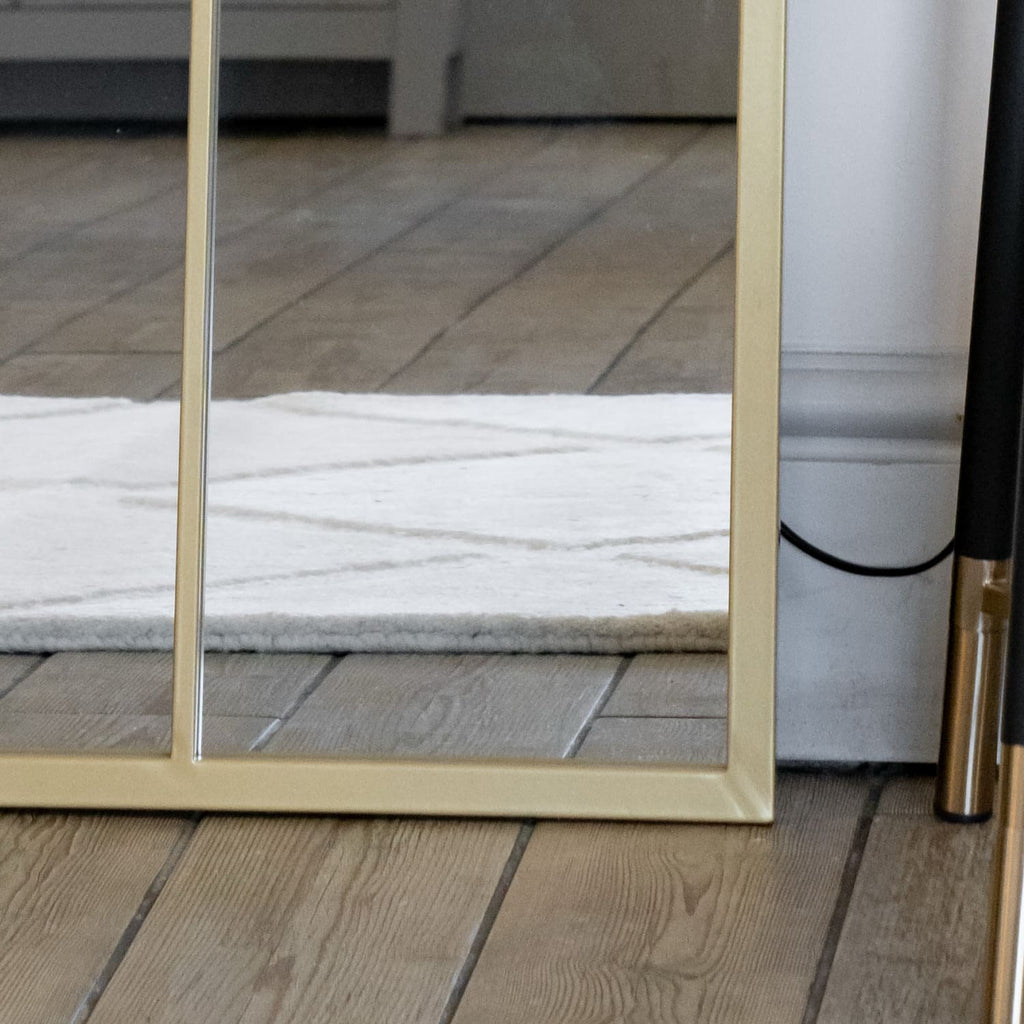 Tomi - Full Length Gold Metal Arched Lattice Window Mirror - 200cm x 120cm-1