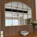 Tomi - Gold Metal Arched Lattice Window Mirror - 95cm x 120cm.-0